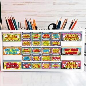 54Pcs Classroom Toolbox Labels Classroom Decoration Hero Self-Adhesive Toolbox Sticker Hero Theme Tool Box Storage Decal Colorful Organizer Container Decor for Back to School Teacher Supplies