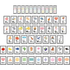 57 Pcs Alphabet for Classroom Wall ABC Alphabet Poster Letters Number line Colors Shapes Wall Chart Cards Bulletin Board Decorations for Back to School Classroom Decor(Composition)