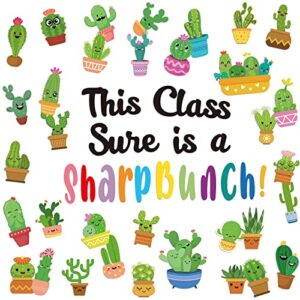 58 Pieces Cactus Theme Classroom Bulletin Board Decoration Set Succulent Themed Bulletin Board Decoration Cactus Cutouts This Class Sure is a Sharp Bunch Banner Cutouts for Classroom Decoration