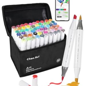60 Colors Alcohol Markers Brush and Chisel Tip with APP Chen Rui Markers