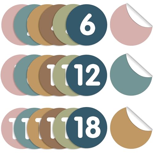 60Pcs 6in Classroom Floor Stickers Large Removable Number Spot Markers(1-42) Morandi Vinyl Floor Carpet Decals Line up Sitting Dots Stickers for Teachers Students Elementary Kindergarten Preschool
