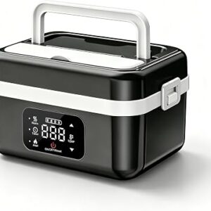 1L 16000mAh Rechargeable Cordless Electric Lunch Box with Scheduled Heating | Portable Food Warmer for Adults, Adjustable Temperature Heating, Smart Timer, Leakproof for Truck, Worker, Outdoor, Office