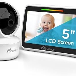 iFamily Baby Monitor,5″ Screen with 30Hrs Battery Life,Remote Pan-Tilt-Zoom