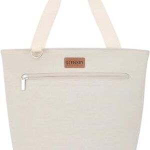 Insulated Lunch Tote Women Work 2 Pockets Cooler Bag 16 Bottle Beige