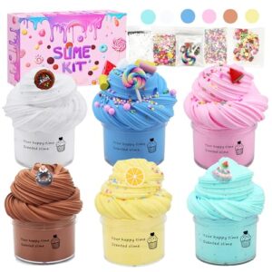 6 Pack Butter Slime Kit,Super Soft Stretchy Non-Sticky, Birthday Gifts for Girls and Boys, Stress Relief Toy