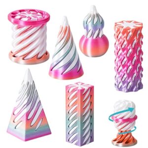 6 Pack Impossible Cone 3D Printed Fidget Toys, Spiral Cone Pyramid Passthrough Desk Sensory Fidget Toys for Kids Adults, Cool Stress Relief Gifts for Classroom Office