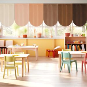 6 Pcs Colorful Classroom Curtains Back to School Window Cover Diversity Brown Classroom Silver Backed Flag Fabric Valance Curtains for Kindergarten Daycare Primary Bedroom Playroom Window Decor 36" x