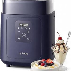 4-in-1 Compressor Ice Cream Maker (1.0Qt), No Pre-Freezing, Automatic Yogurt Maker, Gelato Sorbet Frozen Yogurt Soft Serve Machine, Compact Vertical Design for Home Kitchen(Blue)