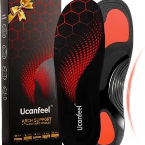 Ucanfeel Plantar Fasciitis Insoles Men Women, Shoe Inserts for Women, Heavy Duty Support Pain Relief Orthotics, High Arch Support for Flat Feet, Work Boot Insoles for Standing All