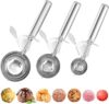 Cookie Scoops Set of 3 Ice Cream Scoop with Trigger 18/8 Stainless Steel, 3PCS Different Size Cupcake Scoop for Baking Mashed Potatoes Meatball Watermelon Muffin Batter Measuring (4oz + 2oz + 0.8oz)