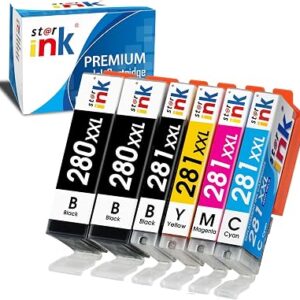 6 Pack PGI-280XXL CLI-281XXL Compatible Ink Cartridges, Replacement for Canon 280 281 Ink Cartridges Work with PIXMA TR8620a TR8620 TR8520 TR8600 TR7520 TS6120 TS6220 TS9120 TS8220 TS6320 Printers
