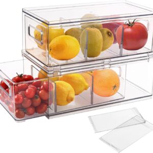 3.7QT Refrigerator Fridge Organizers Storage Bin with Pull-out Drawer,2 Pcs