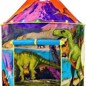 EagleStone Dinosaur Pop Up Play Tent for Kids with LED Lights Playhouse