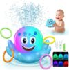Bath Toys -Light Up Octopus Sprinkler & Ring Toss for Toddlers