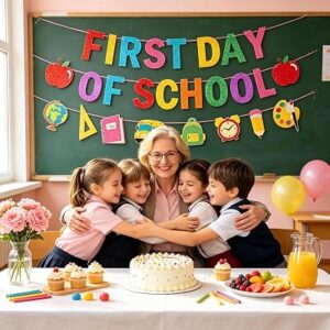 First Day of School Banner Decorations Pre-Strung Decor for Indoor Outdoor