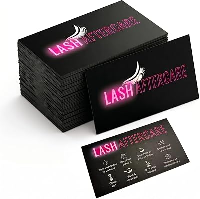 Lash Extension Aftercare Cards 100 Pack - Neon Pink & Black Client Instruction Cards for Lash Technicians | Professional Salon Supplies, Goodie Bags & Beauty Studios (3.5 x 2)