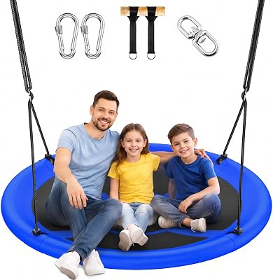 ANAGOO 43 Inch Saucer Tree Swing 700lb Heavy Duty Outdoor Flying Seat Blue