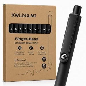 10 Pack Fidget Pens for Adults, Anxiety Relief Ballpoint Pens, 1mm Smooth Writing for Journaling and Bible Study, Soft Rubber Barrel, Sensory Office and School Supplies（Black）