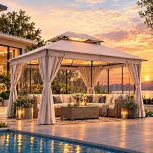 LAUSAINT HOME 10X13 Upgraded Gazebo with Netting