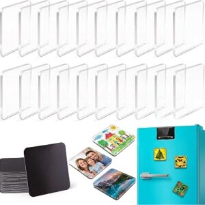 20 Pack Acrylic DIY Fridge Magnet Kit, Clear Photo Magnet Making Kit with Adhesive Backing, Custom Picture Magnets for Refrigerator, Kitchen, Office and Classroom Decor