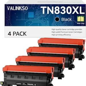 TN830XL Toner for Brother Printer 4 Pack Compatible for Brother TN830 TN-830XL TN830XL/V/R for HL-L2460DW DCP-L2640DW MFC-L2820DW HL-L2405W MFC-L2807DW MFC-L2900DW Printers (Black)