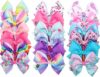 18pcs Hair Bows for Girls – 5 Inch Large Bow Alligator Clips for Girls Unicorn Rainbow Ribbon Colorful Hair Accessories for Toddler Teens Kids(18PCS)