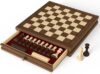 Premium Natural Walnut 13″ x 13″ Magnetic Wooden Chess Set with 1 Built-in Storage Drawers – 2 Bonus Extra Queens – 24 Checkers Pieces – Staunton Chess Pieces, Board Games Chess Sets