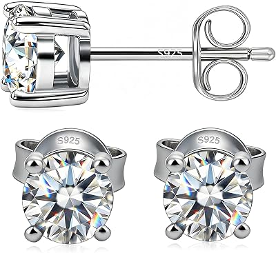 WES Silver Hypoallergenic Moissanite Stud Earrings