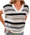 IEEILULU Women Striped Color Block Sweater Vest