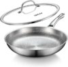 Titanium Pans for Cooking, 12 Inch Non-Toxic Frying Pan with Lid