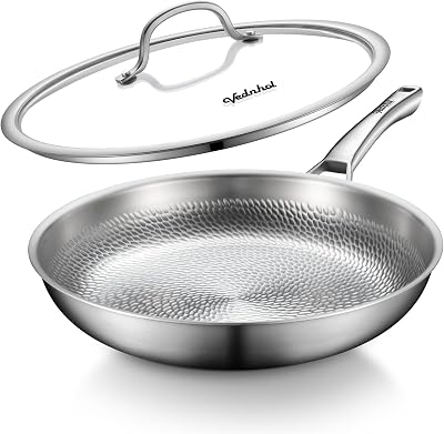 Titanium Pans for Cooking, 12 Inch Non-Toxic Frying Pan with Lid