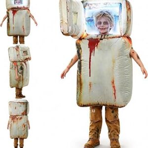 Skirfy Kids Scary Halloween Inflatable Refrigerator Costume with LED Lights