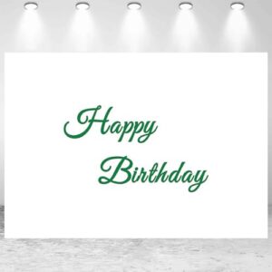 7x5ft Green Happy Birthday Backdrop White Birthday Minimalist Art Photo Photography Background Kids Adults Birthday Party Banner Decorations Supplies Photo Studio Props