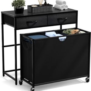 Sorbus Laundry Sorter 3 Section with Shelf, 2 Drawers & Wheels (Black)