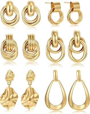 ÌF ME 6 Pairs Gold Plated Knot Earrings