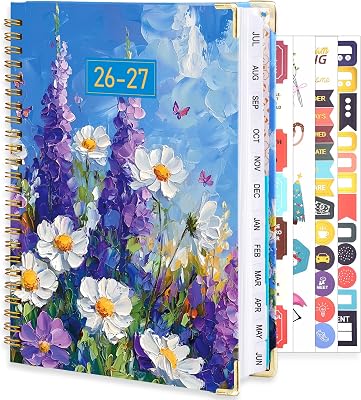 2026-2027 Academic Planner, A5 Weekly & Monthly Purple Floral