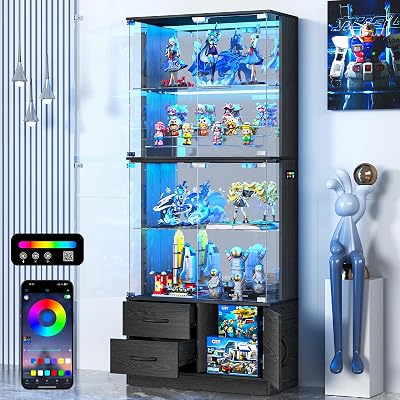 VERSIONTECH. Glass Display Cabinet with RGB Lights