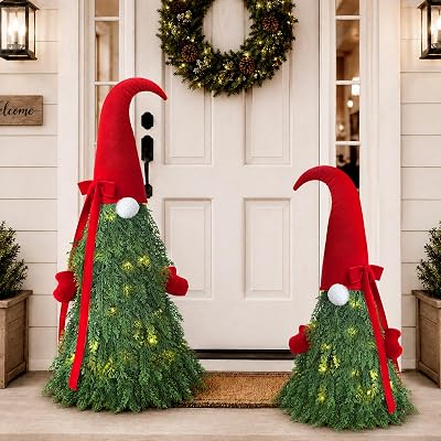 ZESUA 2 Pack Christmas Gnome Topiary Trees