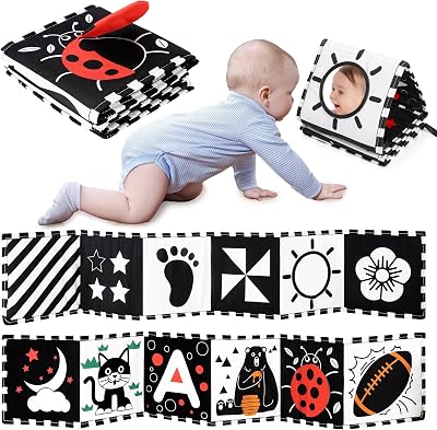 URMYWO Black and White Baby Toy, Tummy Time High Contrast Newborn Toys