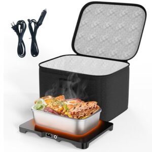 AICPAN Portable Electric Lunch Box Food Heater,12V/24V/110V 3-in-1 Food Warmer Box, Mini Portable Oven Car Food Warmer, Heated Lunch Bag for Adults Office Travel Work Truck Meal Reheating