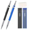 Aitikili 2mm Mechanical Pencil Set, 2 Pieces Artist Carpenter Drafting Pencils 2.0 mm with 2 Tube Lead Refill (HB, 2B), Art Lead Holder Metal Marker for Draft Drawing, Writing, Art Sketching