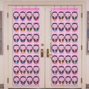 AmazingSpark 2 Pack Classroom Headphone Storage Organizer 56 Pockets, Pink