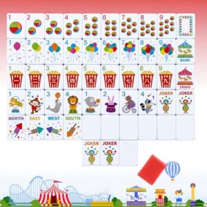Arrowbash Carnival Theme American Mahjong Tiles Set, 160 Pcs Double Layer Mahjong Tiles with Red Color for Game Night, Family Night, Carnival Party, Adult Players