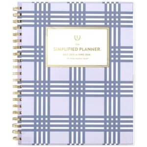 AT-A-GLANCE Planner 2025-2026 Academic, Simplified by Emily Ley, Weekly & Monthly, 8-1/2" x 11", Large, Monthly Tabs, Flexible Cover, Customizable, Lilac Plaid (EL39-901A)