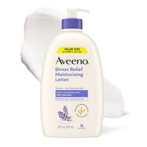 Aveeno Stress Relief Moisturizing Body Lotion, Lavender Scent, 33 Fl Oz (Pack of 6)