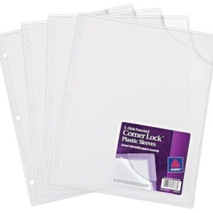 Avery Corner Lock Plastic Sleeves for 3 Ring Binders, Clear, Pack of 4 Sleeves (72269)