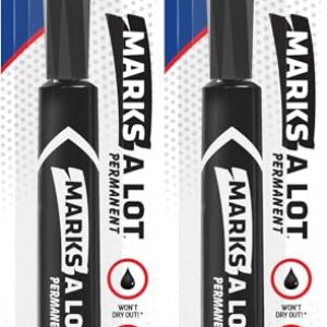 AVERY Marks-a-lot Permanent Marker, Regular Desk-Style Size, Chisel Tip, Water and Wear Resistant, 1 Black Marker (17888) (Pack of 2)