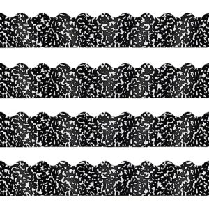 AWIZOM 72 Feet Composition Bulletin Board Borders Black and White Composition Scalloped Border Trims Classroom Decoration for School, Homeschool, Whiteboard, Window, Back to School Decor