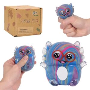 Axolotl Squishy Stress Toy, Graphinza Flowing Pattern Salamander Squeeze Toy, 1.97in Soft Sensory Fidget Toy with Ripple Cube Effect, Stretchy Tactile Toy for Boys & Girls (YJ Blue)