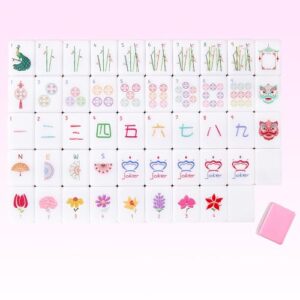 AZTUO 160 Pink Engraved American Mahjong Tiles Set with Carrying Bag and Accessories, 1.2" Mahjong Game Set